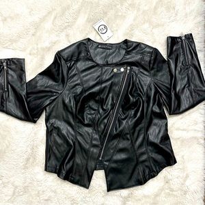 Fashion to Figure Faux Leather Black Moto Jacket Size 1